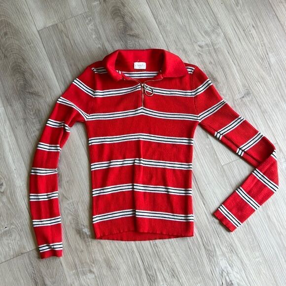 Trendy Girls’ Striped Half Zip Sweater Top Pullover Size XL - Picture 2 of 6